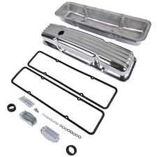 Aluminum Short Finned Valve Covers Wgaskets For 1958-1986 Sbc Chevy 327 350 400