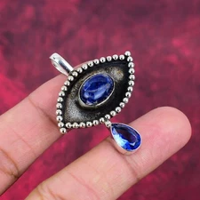 Sodalite, Tanzanite Gemstone Handmade 925 Sterling Silver Pendant Jewelry