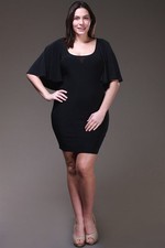 PLUS SIZE CURVE DEFINING BODYCON MINI PARTY SEXY CLUB BLACK DRESS NEW 1X 2X 3X