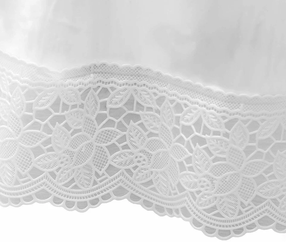 PVC  Round Transparent 4 Seater Dining Table Cover with White Lace 60 "  US - Image 2 of 3