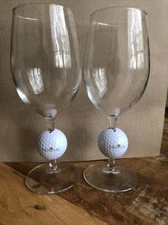 Unique Wine Glasses Pinnacle Golf Ball Stems Large Capacity Set Of Two Barware