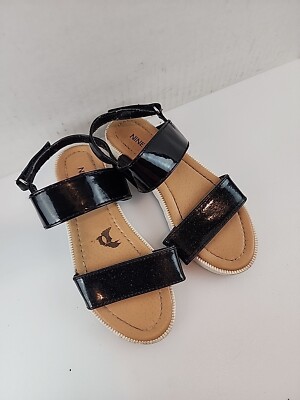 Nine West Kids Girls Black Glittee Sandals Summer Shoes Youth 13