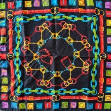 Gucci silk mini scarf handkerchief Multicolor, made in Italy  on Black  02Y