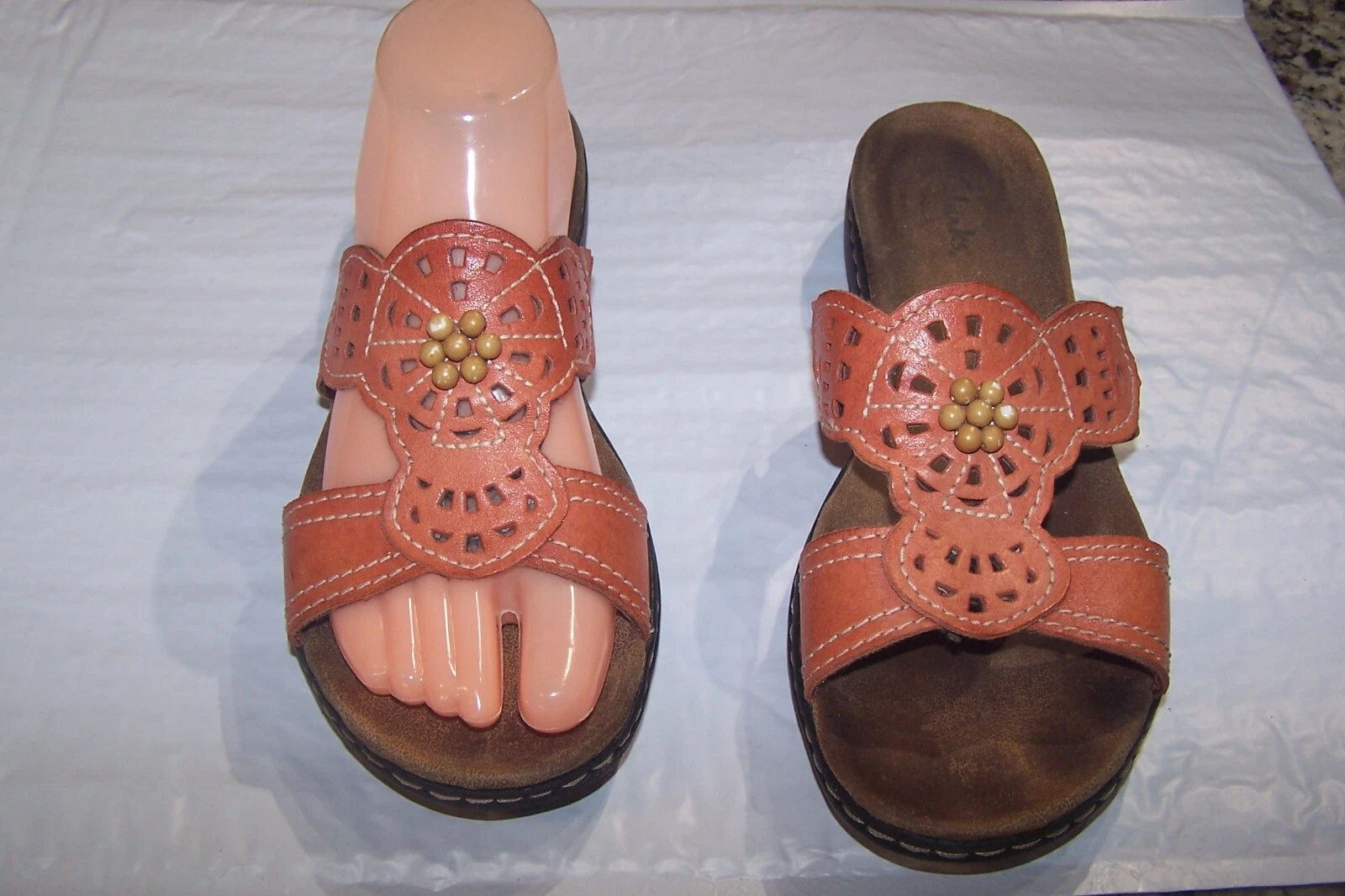 Sandali donna Clarks con zeppa e perline ruggine leggere scarpe antiscivolo 8 5