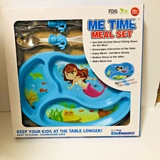 Blue Funwares Me Time Meal Set Mermaid 3 Piece Set Plate/Fork/Spoon BPA Free