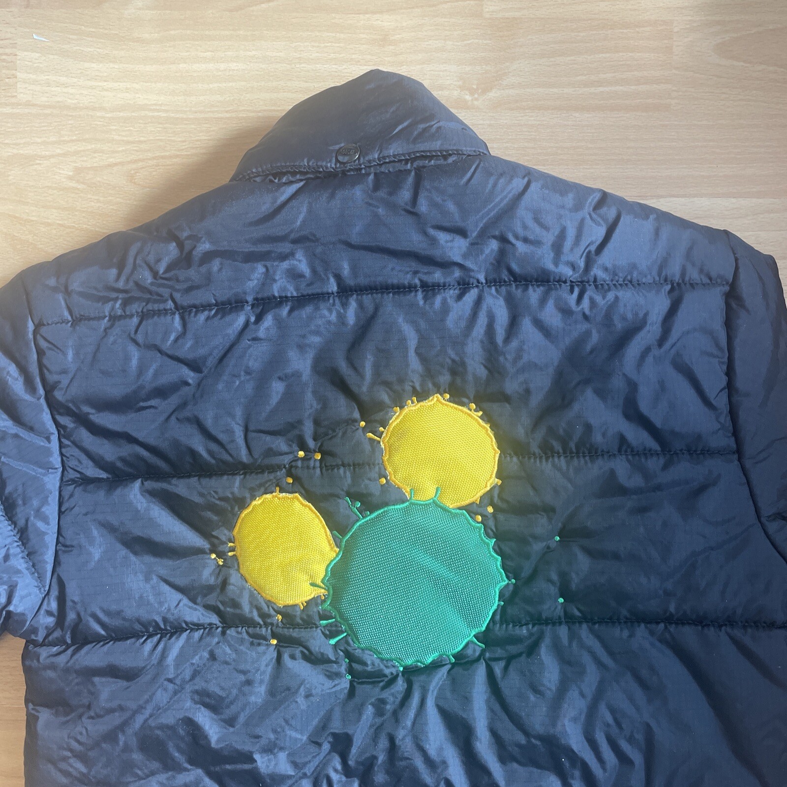 Disney Channel Puffer Jacket Mickey Mouse XS Rare Green Yellow Logo Vintage image 5