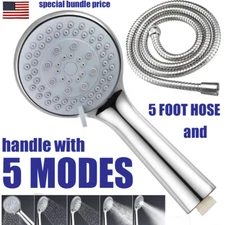 High Pressure Shower Head 5 Settings Handheld Shower Heads Spray With 5 FT Hose
