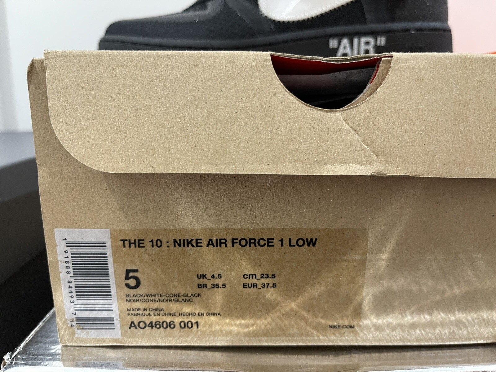 OFF WHITE X NIKE Taglia UK 4.5 Nike Air Force 1 Low x OFF WHITE Nero 2018