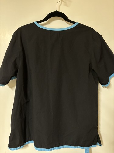 Natural Uniforms Women’s Medical Scrub Set, Top & Pants Size Small Black W/Blue - Picture 3 of 7