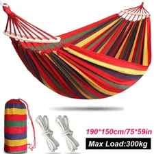 2 Person Double Camping Hammock Chair Bed Outdoor Hanging Swing Sleeping Gear