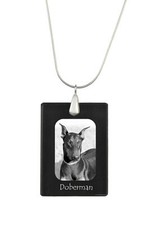 Dobermann - Crystal Pendant With Dog, Silver Necklace With Photo, Personalized