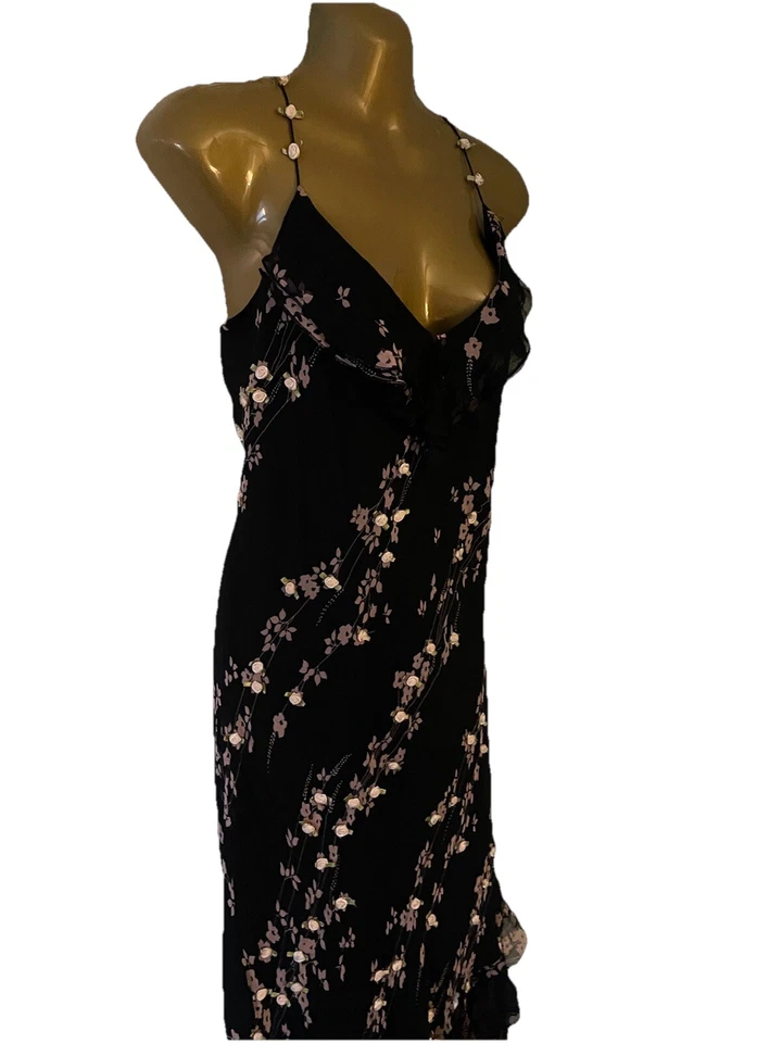 Vestido Mix It Roseta Seda Floral Aplique Dobladillo Asimétrico Años 90 Y2k Romántico Talla 16 Foto 3 de 4