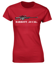 BARRETT 50. CAL LADIES T SHIRT SNIPER RIFLE ARMY GAMING GAMER GIFT IDEA TOP COD