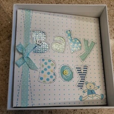 White and Blue Baby Boy Photo Album-4x6 Photos Shower Gift