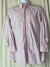 Paul Fredrick Pinpoint Oxford Dress Shirt Mens 16 - 32 100 Cotton Pink Blue