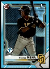 2021 Bowman 1st Edition Ismael Mena Sky Blue Foil RC Prospect #BFE-36 Padres