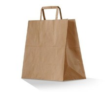 Medium Brown Kraft Bag / Flat paper handle 200 pcs