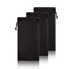 Soft Eyeglass Pouch 3 Pack - Pouch for glasses Microfiber 3 Pack Black 