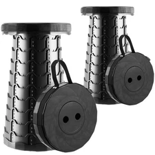 2 PCS Upgraded Foldable Stool Thickened Portable Collapsible Stool (BLACK)