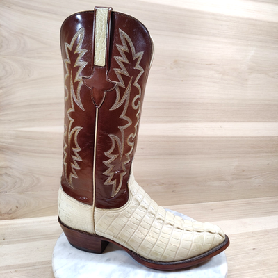 Lucchese Classics Caiman Tail Cowboy Boots Mens 8 D White 