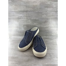 Taos EZ Soul Navy Blue Denim Canvas Slip On Mules Sneakers Women Sz 8 ESL-13666