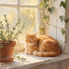 Orange Cat Diamond Art Kits for Adults,DIY Animal Diamond Painting Kits Round Di