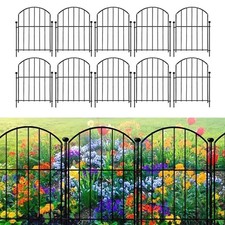 10 Panels Decorative Fencing Metal Garden Fence Animal Barrier Flower Bed Border