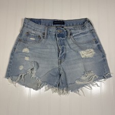 Aeropostale 90's High Rise Cut-Off Denim Shorts Button Fly Distressed Size 6