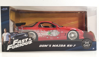 Jada Fast & Furious #98338 Dom's Mazda RX-7 1/24 Scale Diecast Car Red - New