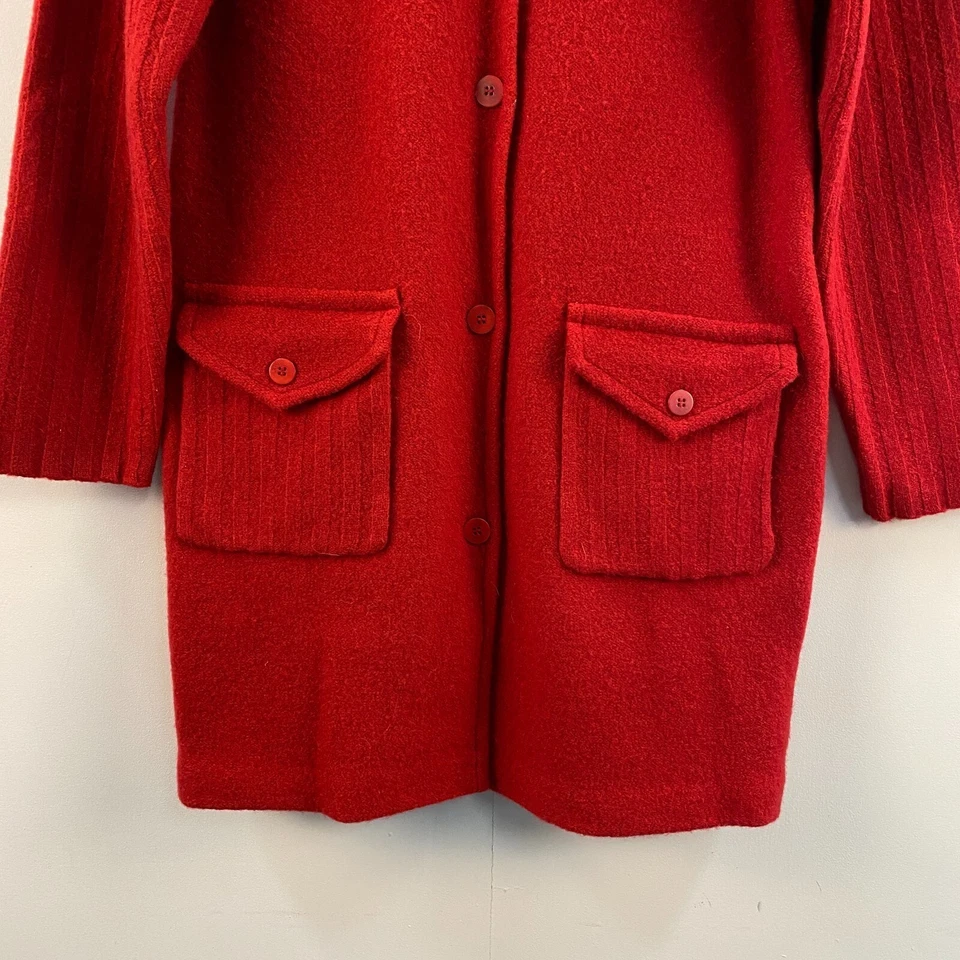 Suéter Top Cárdigan Liz Claiborne Mujer Pequeño Mediano Lana Hervida Rojo Botón Foto 3 de 4