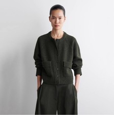 Womens Autumn COS New Fashion Casual Round Neck Loose Wool Knit Cardigan Coat --