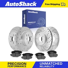 Front Rear Drilled Slotted Brake Rotors Premium Ceramic Pads for Subaru Impreza