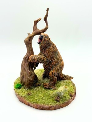 Old Tree with Grass OOAK Handmade Diorama Hand Painted 5'' Base