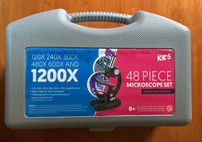 AMSCOPE 48 PIECE 120X - 1200X MICROSCOPE SET FOR KIDS with Manual and Case