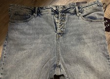 Ava  Viv Women's High-Rise Cuffed Straight Jeans Light Wash Size 20 NWT