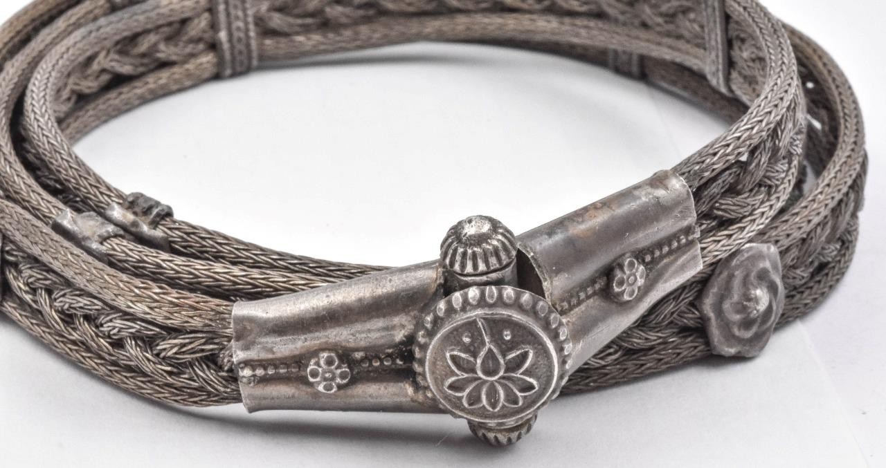 Antique 800 Solid silver braided rope Middle East… - image 6