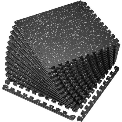 SUPERJARE 0.56'' Thick 12 Pcs 48 Sq Ft Rubber Top Exercise Equipment Mats, Hi...
