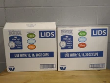 WinCup 1000ct White Plastic Lids, 12,16 & 20oz cup lids Lot Of 2 (2000)