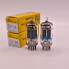 Philips ECG 5814A ECC82 12AU7 matched pair, long plates, NOS NIB, made in USA