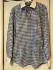 BOSS HUGO BOSS Slim Fit Easy Iron Blue/White Collar Dress Shirt Sz 16.5/ 42 NWOT