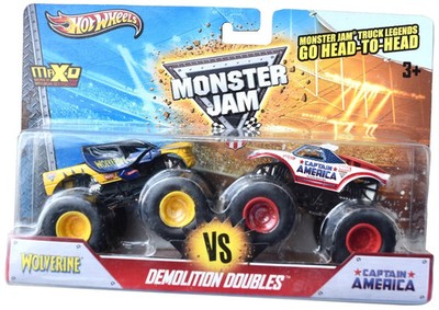 Hot Wheels Monster Jam Wolverine VS Captain America Demolition Doubles Very Rare