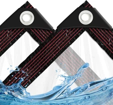 Waterproof Clear Tarp with Grommets Heavy Duty Vinyl Tarpaulin Cover Outdoor Use