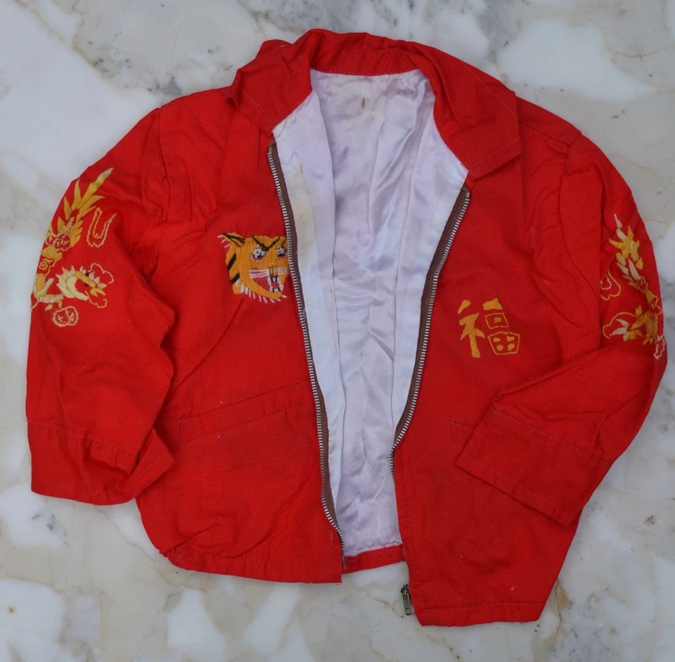 1967 Bien Hoa Vietnam Embroidered Souvenir Jacket Boys Sz 4-5 Tiger Map - Image 4 of 4