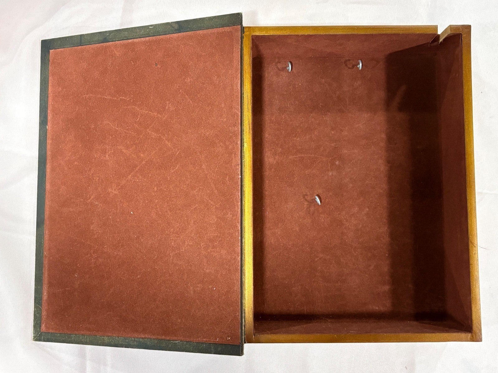 Vintage Style Decorative Faux Book Hidden Storage Box With Velvet Lining Keys