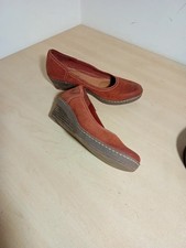 Clarks Softwear Wedge Shoes Size 6 D Leather Terracotta