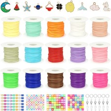 Macaron Matte Lanyard String 15 Rolls Gimp Boondoggle Plastic Lacing Cord Kit