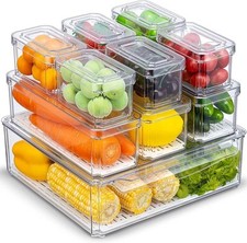 10 Pack Fridge Organizer, Stackable Refrigerator Organizer Bins with Lids