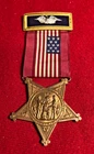 CIVIL WAR GAR VETERANS' MEMBERSHIP BADGE STATE OFFICER RED RIBBON ALL ORIGINAL
