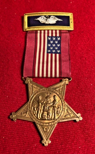 CIVIL WAR GAR VETERANS' MEMBERSHIP BADGE STATE OFFICER RED RIBBON ALL ORIGINAL