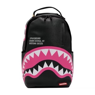 Sprayground Shark Central Amusement Backpack Black Pink White Kids Faux Leather